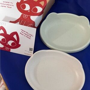 😻 Cat ears shaped wide non-slip food bowls - Set of 2 - New in box - Super cute